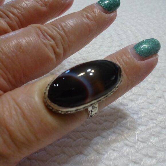 Beautiful MONTANA AGATE Handmade Sterling 925 Ring Size 9 #759C - Picture 3 of 3